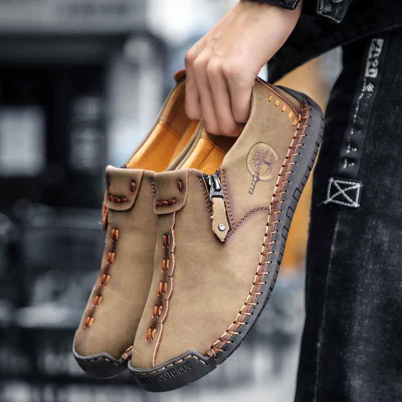 Men's Vintage Loafers: Durable, handmade synthetic shoes, brown/black. - BON's