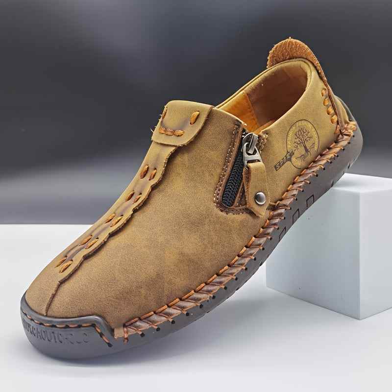 Men's Vintage Loafers: Durable, handmade synthetic shoes, brown/black. - BON's