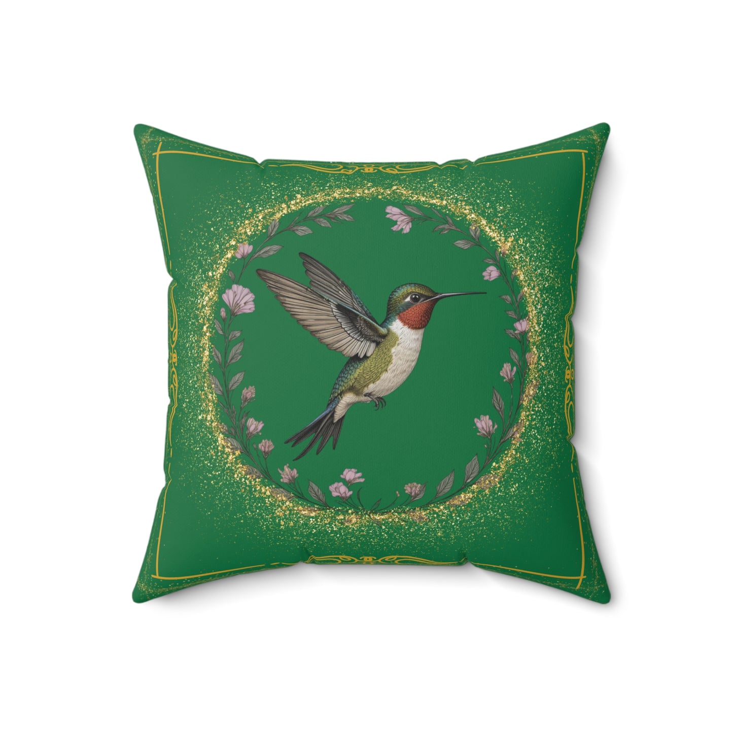 Hummingbird Decor Pillow, Inspirational Home Accent, Nature-Inspired Cushion, Green Throw Pillow