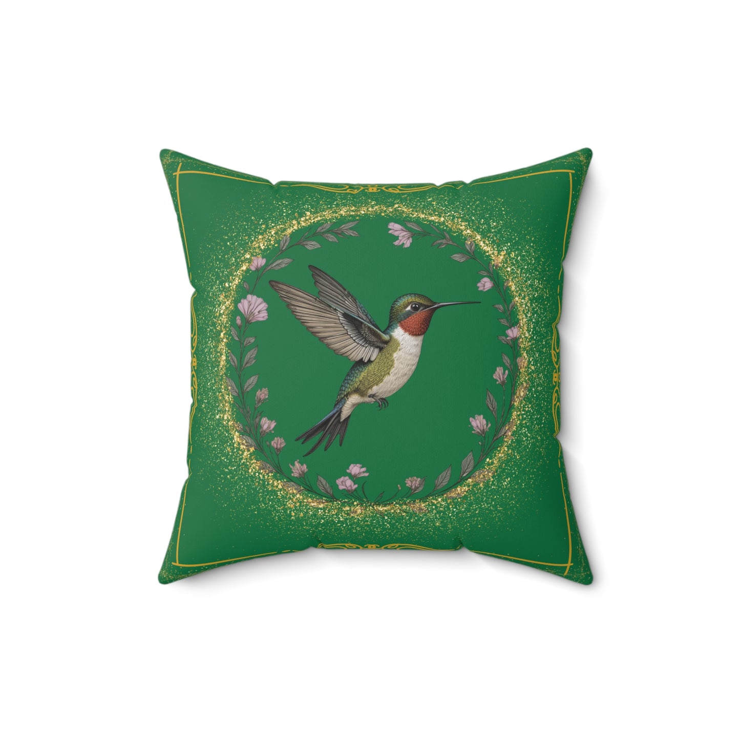 Hummingbird Decor Pillow, Inspirational Home Accent, Nature-Inspired Cushion, Green Throw Pillow