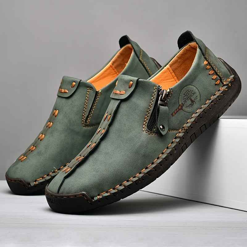Men's Vintage Loafers: Durable, handmade synthetic shoes, brown/black. - BON's