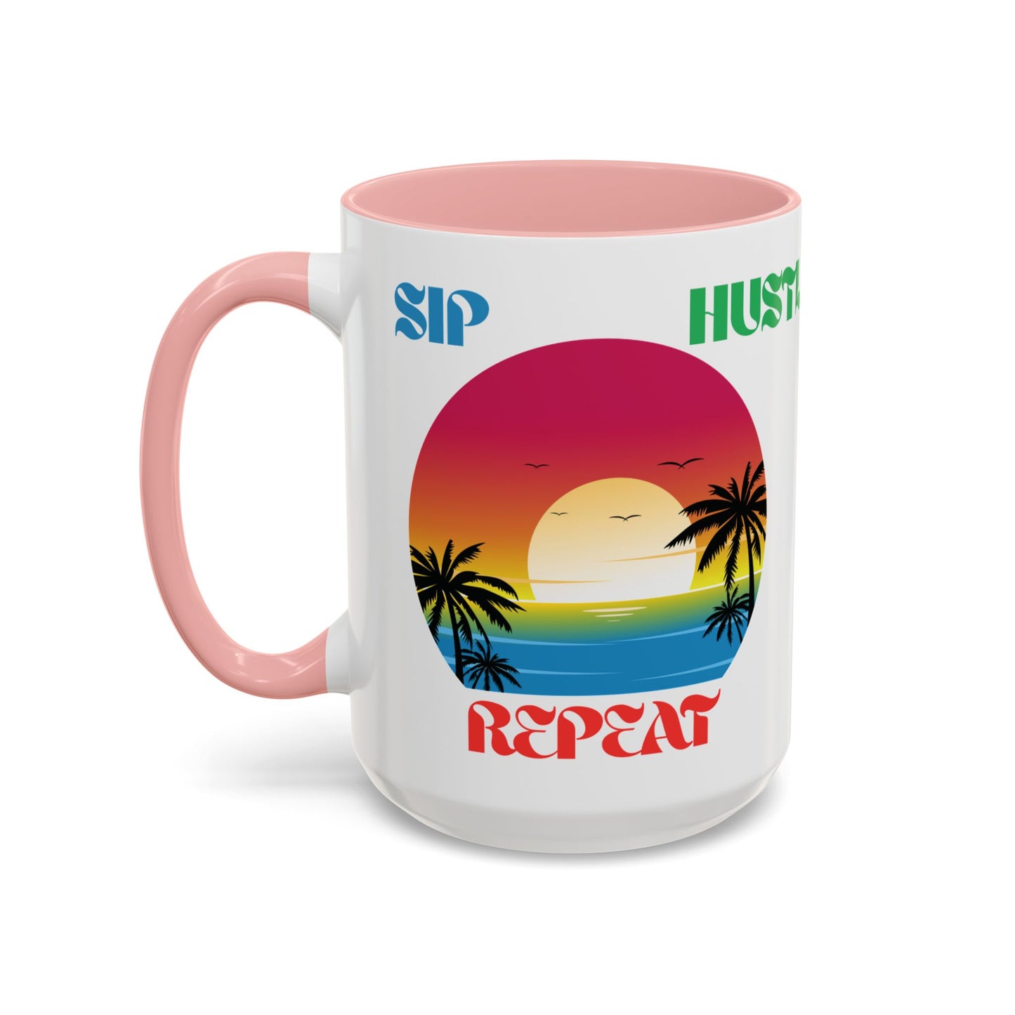 Tropical Hustle Coffee Mug - Relaxing Beach Vibes, Perfect Gift for Coffee Lovers, Motivational Cup for Home and Office