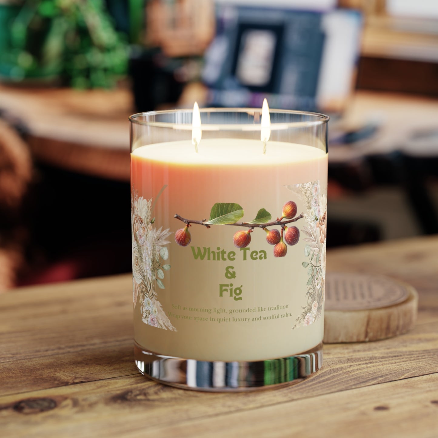 White Tea and Fig Scented Candle, Relaxing Aromatherapy Candle, Eco-Friendly Home Decor, Gift for Her, Spa Day Essentials