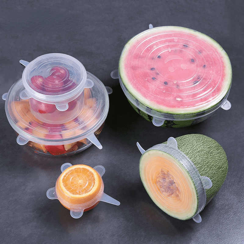 6 Silicone Stretch Lids - Reusable Covers for Food Storage and Freshness - BON's