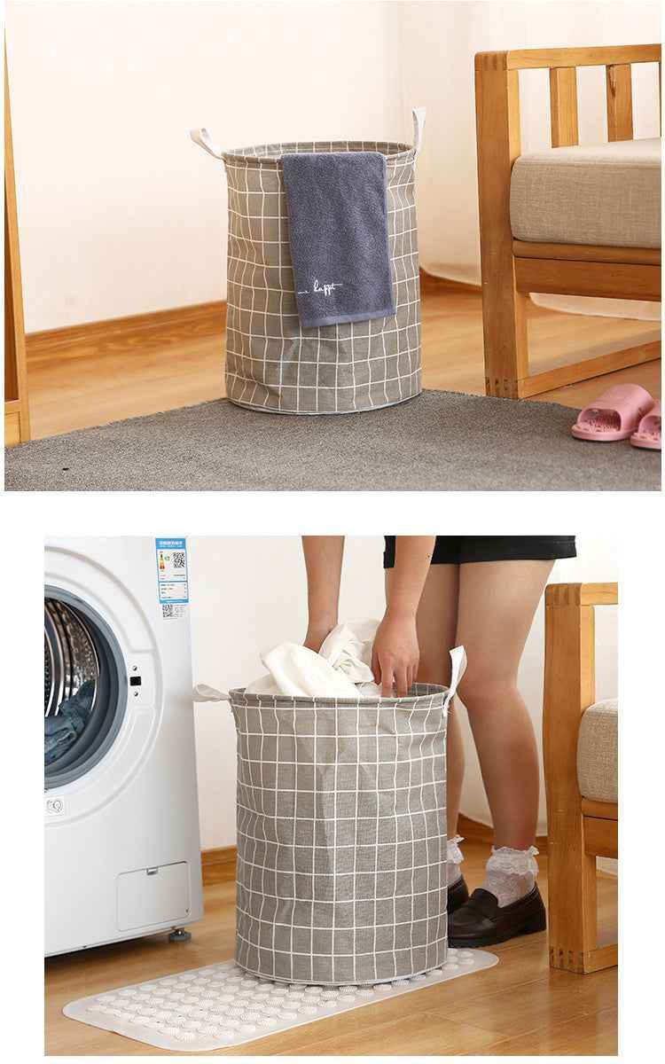 1pc Round Laundry Basket - Portable Dirty Clothes Hamper & Storage Bucket - BON's