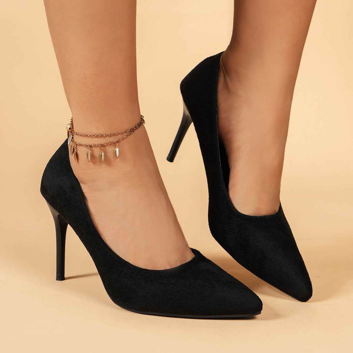 Black Stiletto Heel Pumps - Elegant Pointed Toe Design - BON's