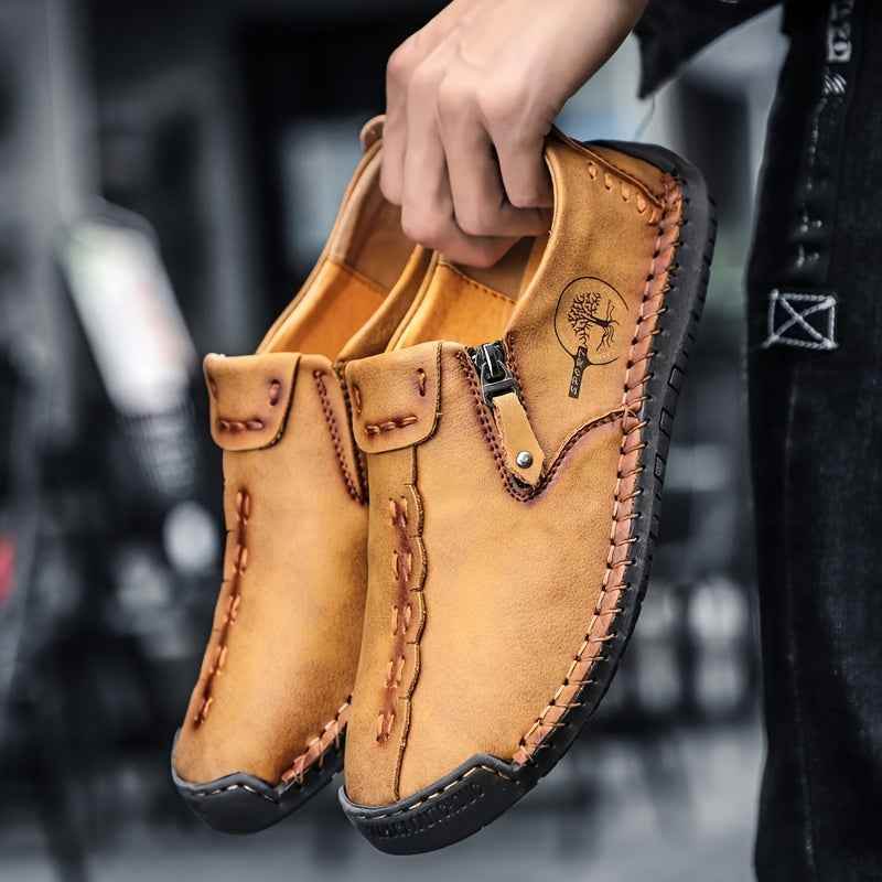Men's Vintage Loafers: Durable, handmade synthetic shoes, brown/black. - BON's