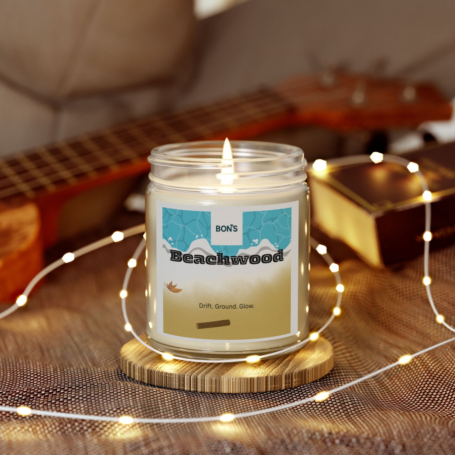 Beachwood Scented Candle, Cozy Aromatherapy Gift, Home Decor, Relaxation Candle, Self-Care Essential, Nature-Inspired Gift