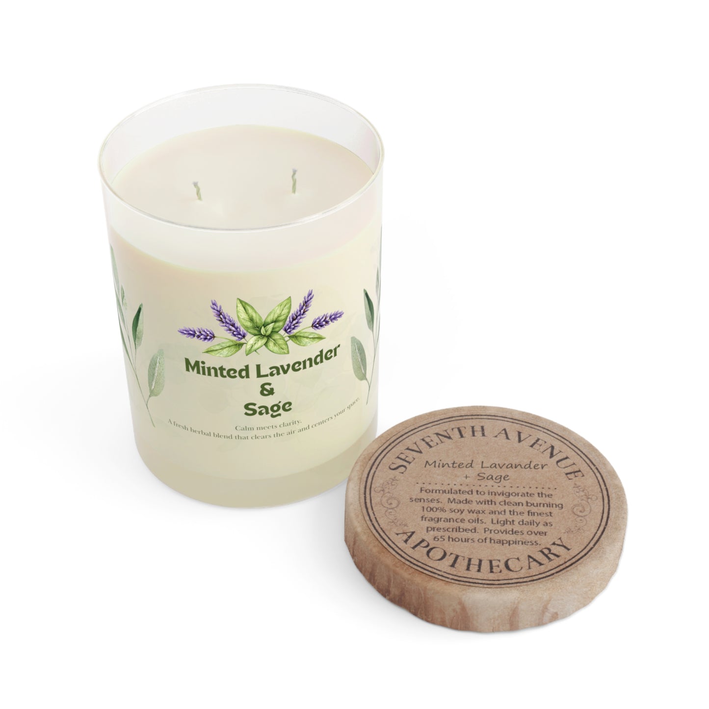 Minted Lavender & Sage Scented Candle, Relaxing Aromatherapy Candle, Eco-Friendly Home Decor, Gift for Her, Spa Day Essentials