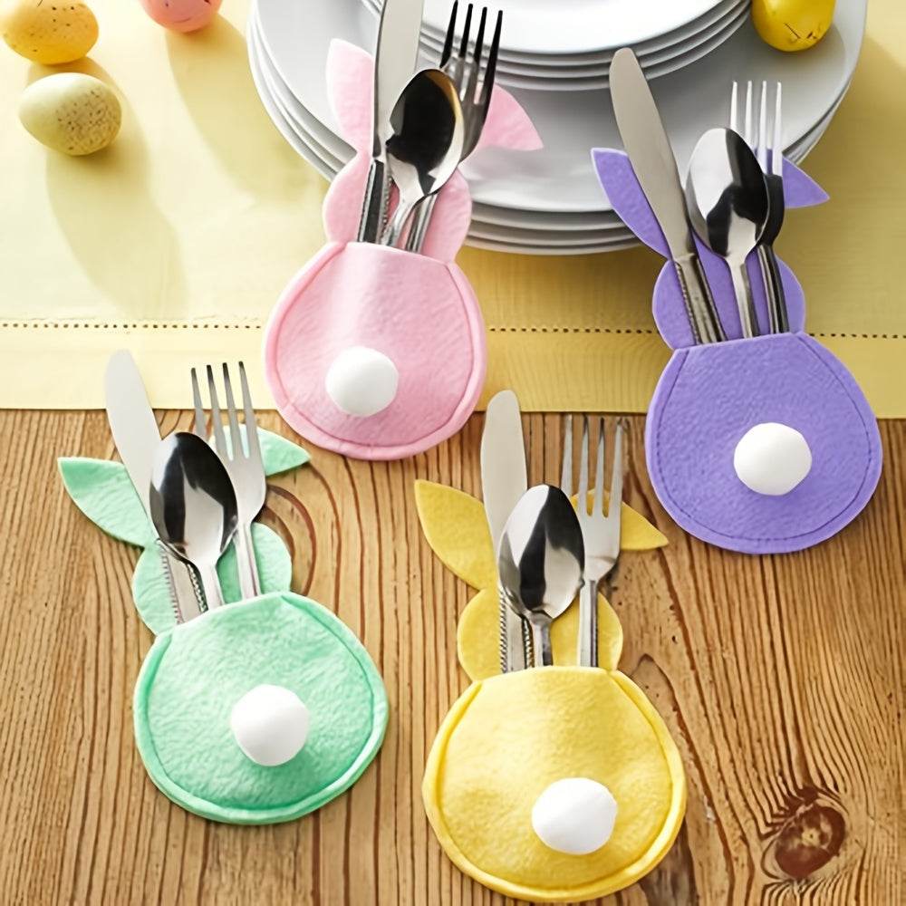 4pcs Easter Bunny Cutlery Holder for Happy Easter Table Decorations and Tableware Accessories - BON's