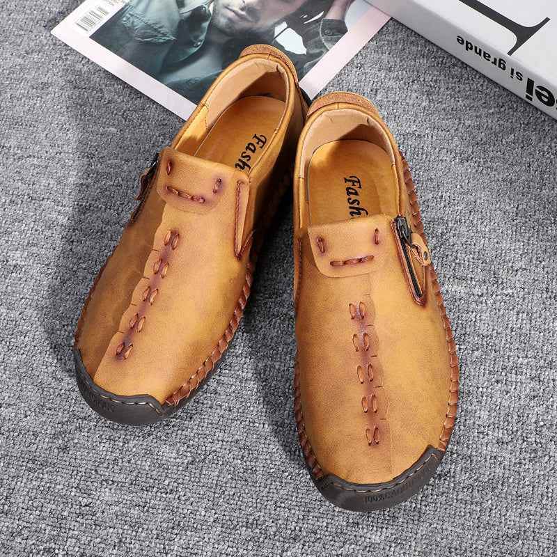 Men's Vintage Loafers: Durable, handmade synthetic shoes, brown/black. - BON's