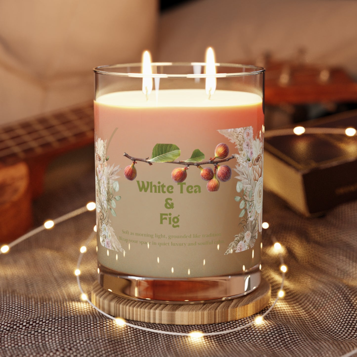 White Tea and Fig Scented Candle, Relaxing Aromatherapy Candle, Eco-Friendly Home Decor, Gift for Her, Spa Day Essentials