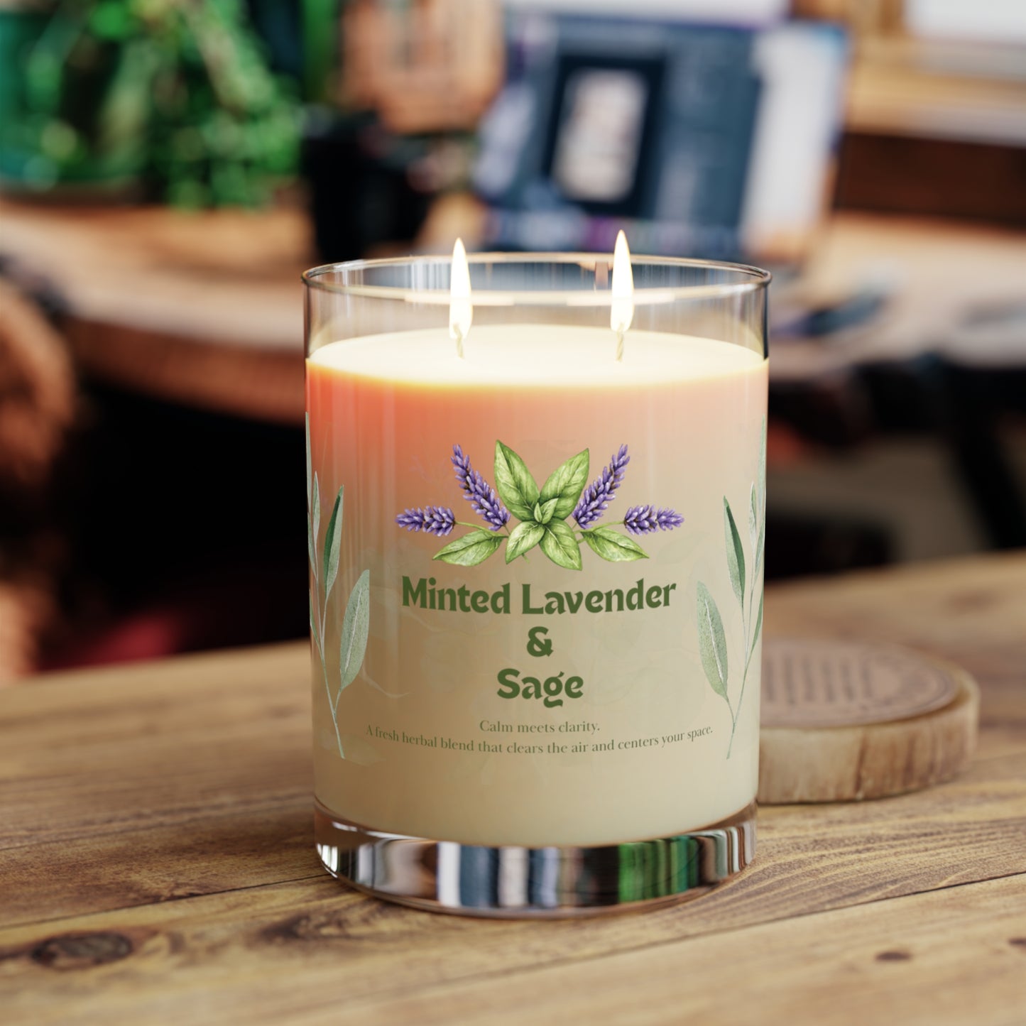 Minted Lavender & Sage Scented Candle, Relaxing Aromatherapy Candle, Eco-Friendly Home Decor, Gift for Her, Spa Day Essentials