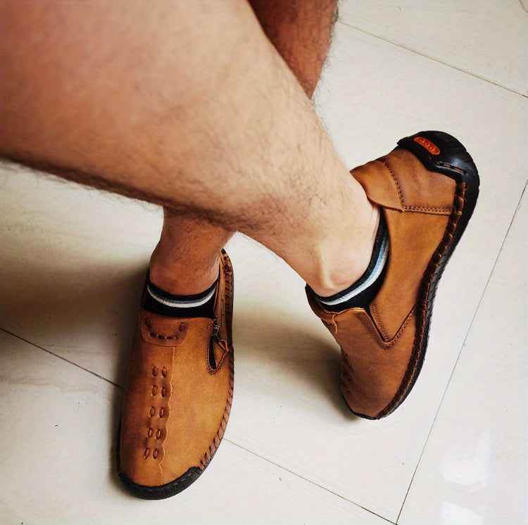 Men's Vintage Loafers: Durable, handmade synthetic shoes, brown/black. - BON's