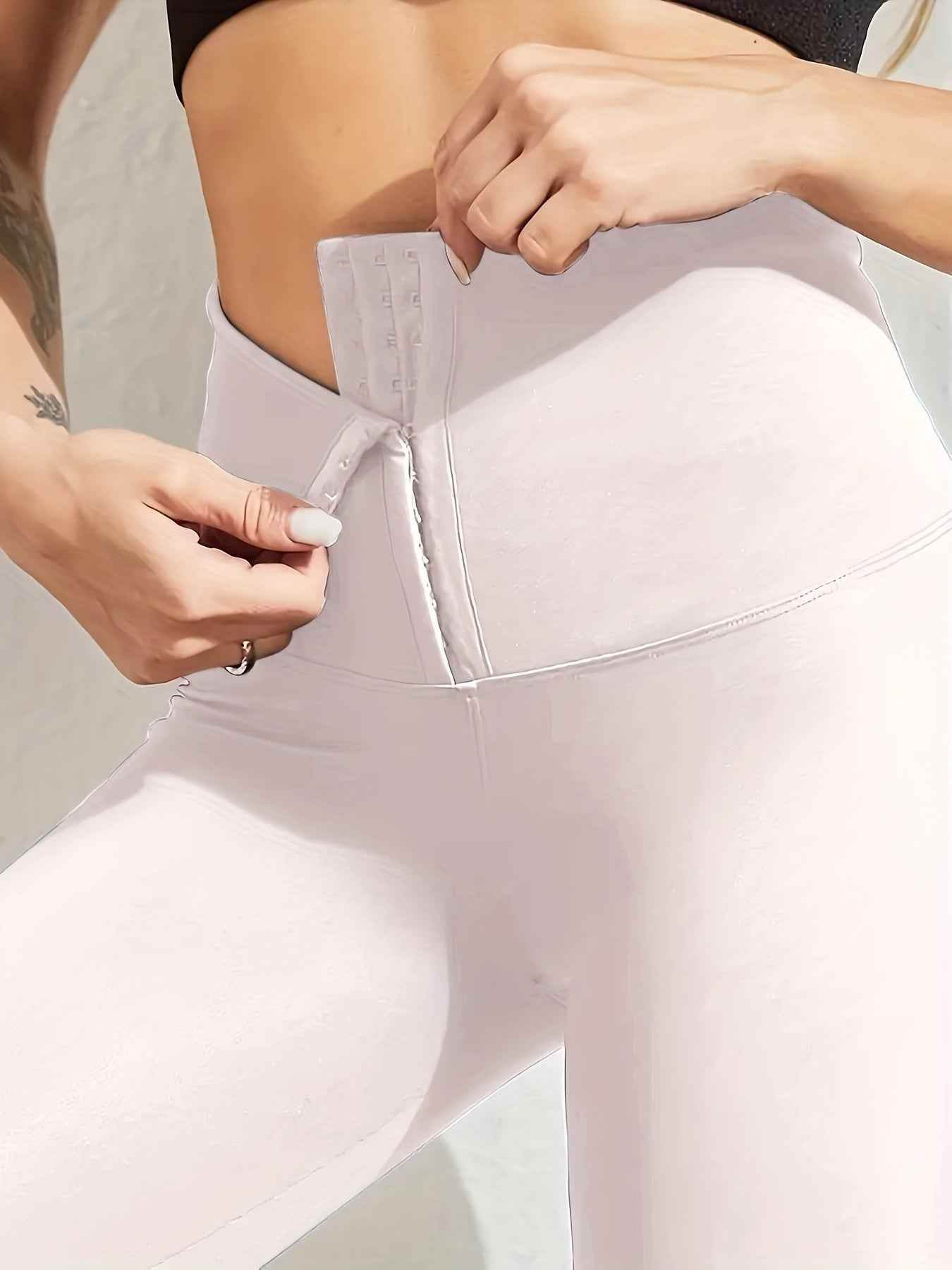 Women’s High-Waist Tummy Control Leggings - Olive Green, Thickened, Stretchy, Button Closure for Butt Lifting & Belly Smoothing, Long Length Skinny Jeans - BON's