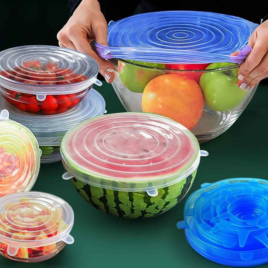 6 Silicone Stretch Lids - Reusable Covers for Food Storage and Freshness - BON's