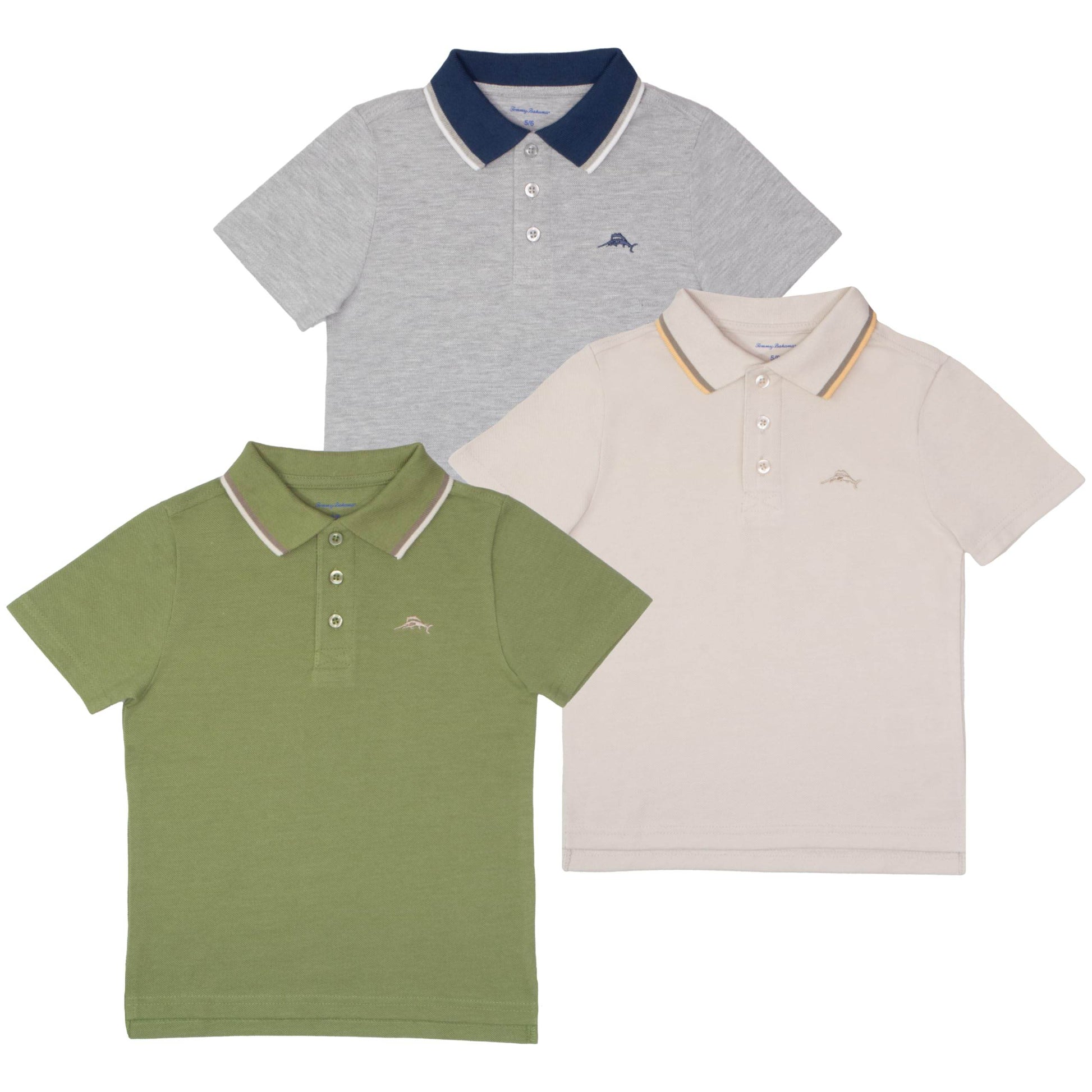 Tommy Bahama Boys Polo Shirt - Back to School 3-Pack Outfit with Short Sleeve Collared Design, Front Button Closure & Embroidered Logo - BON's