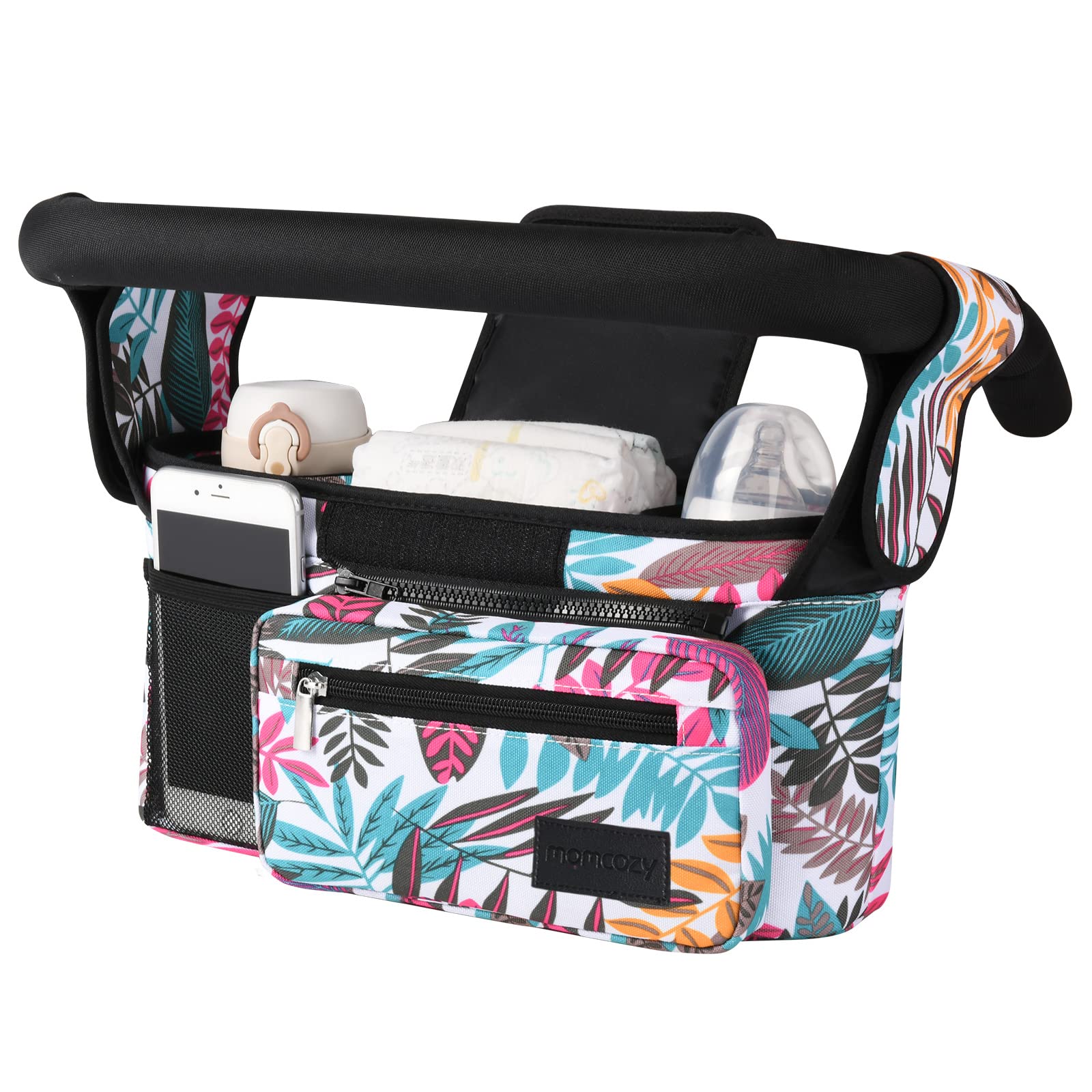 Momcozy Universal Stroller Organizer with Insulated Cup Holder Detachable Phone Bag & Shoulder Strap, Fits for Stroller like Uppababy, Baby Jogger, Britax, BOB, Umbrella and Pet Stroller