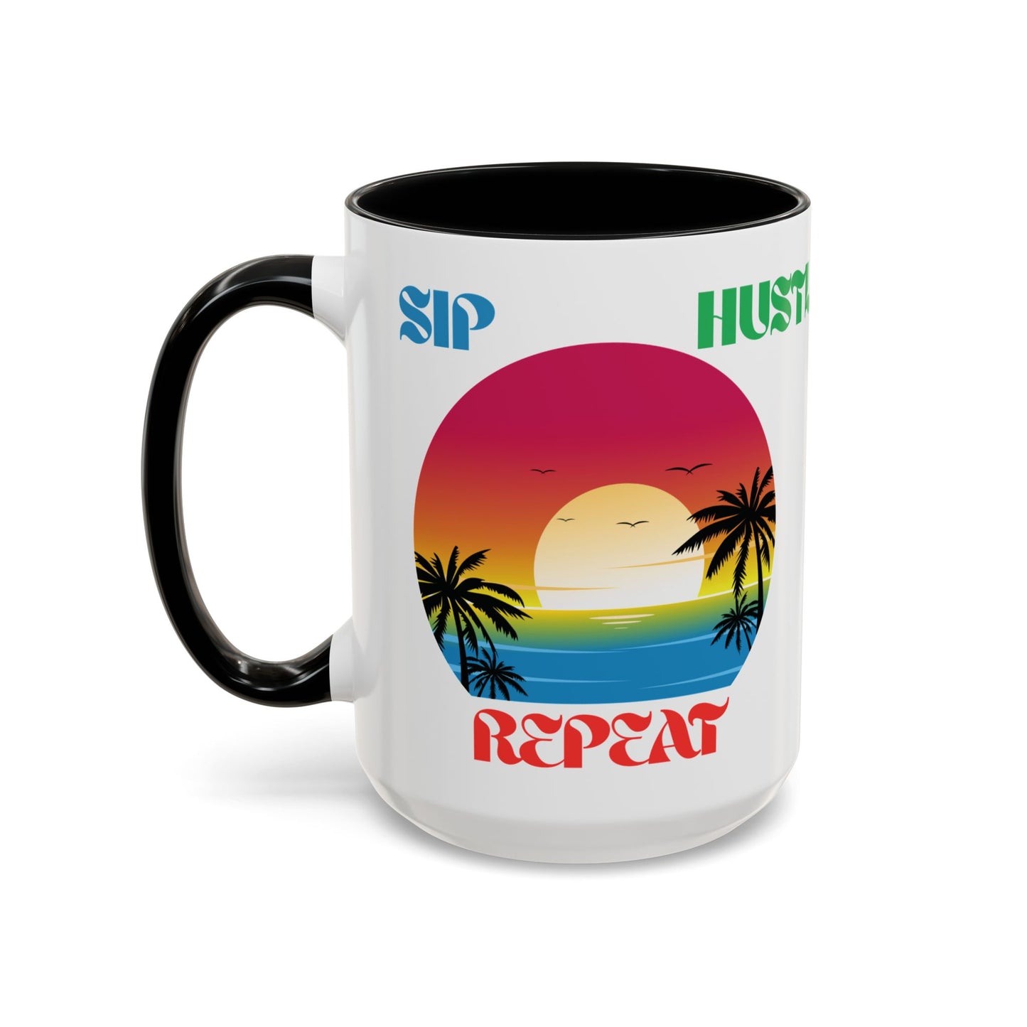 Tropical Hustle Coffee Mug - Relaxing Beach Vibes, Perfect Gift for Coffee Lovers, Motivational Cup for Home and Office