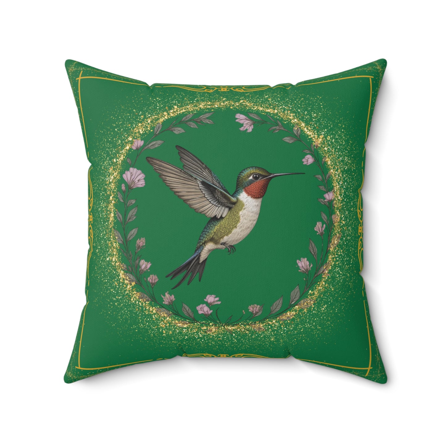 Hummingbird Decor Pillow, Inspirational Home Accent, Nature-Inspired Cushion, Green Throw Pillow