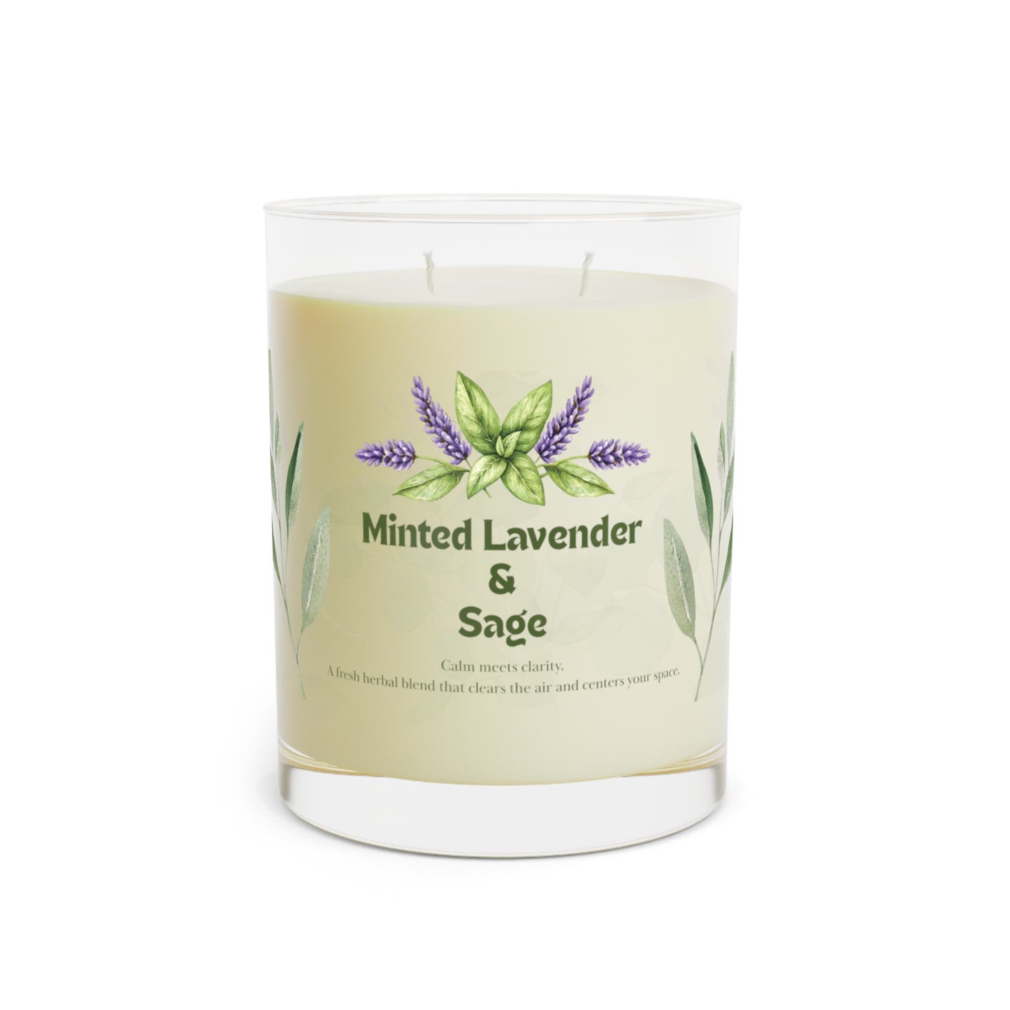 Minted Lavender & Sage Scented Candle, Relaxing Aromatherapy Candle, Eco-Friendly Home Decor, Gift for Her, Spa Day Essentials