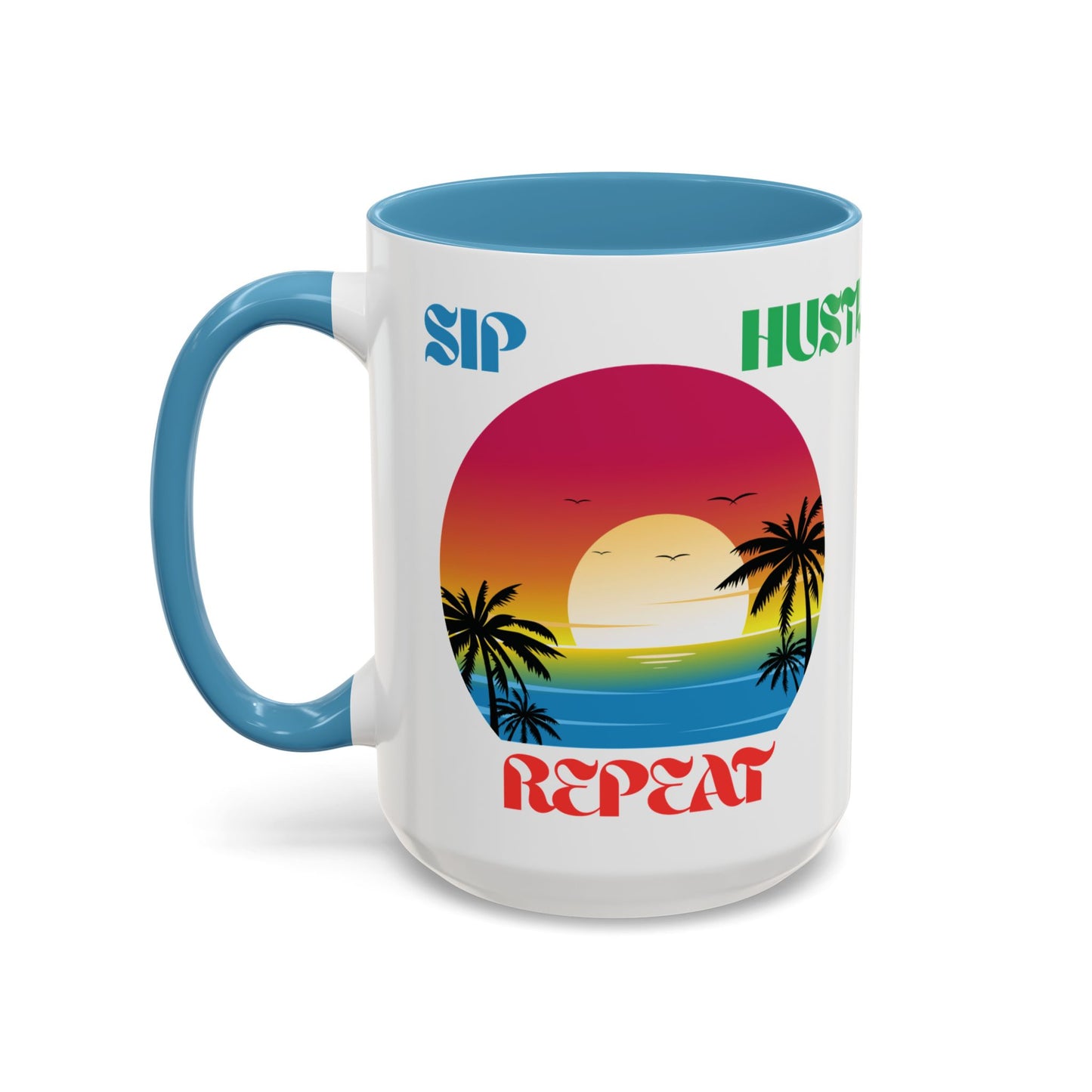 Tropical Hustle Coffee Mug - Relaxing Beach Vibes, Perfect Gift for Coffee Lovers, Motivational Cup for Home and Office