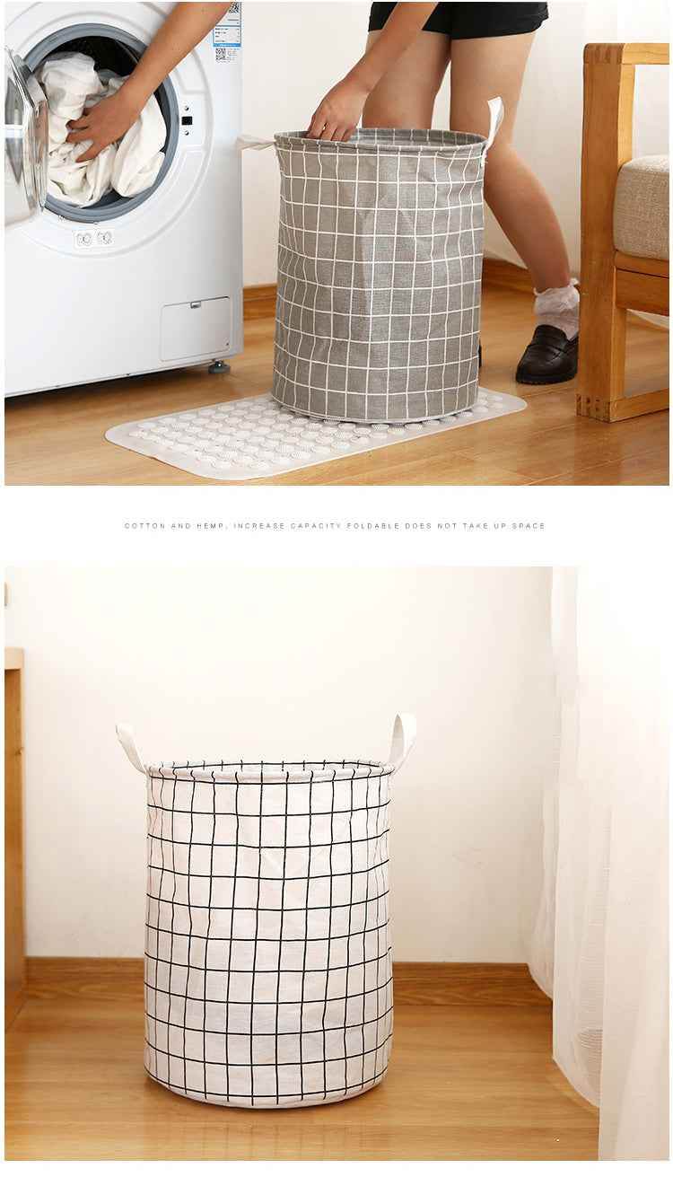 1pc Round Laundry Basket - Portable Dirty Clothes Hamper & Storage Bucket - BON's