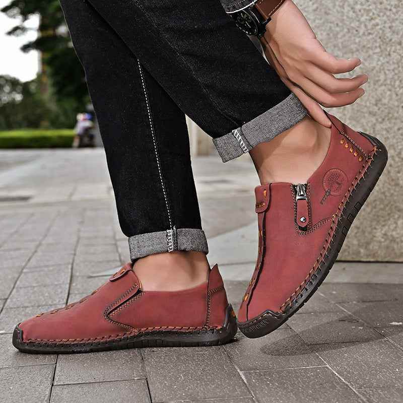 Men's Vintage Loafers: Durable, handmade synthetic shoes, brown/black. - BON's
