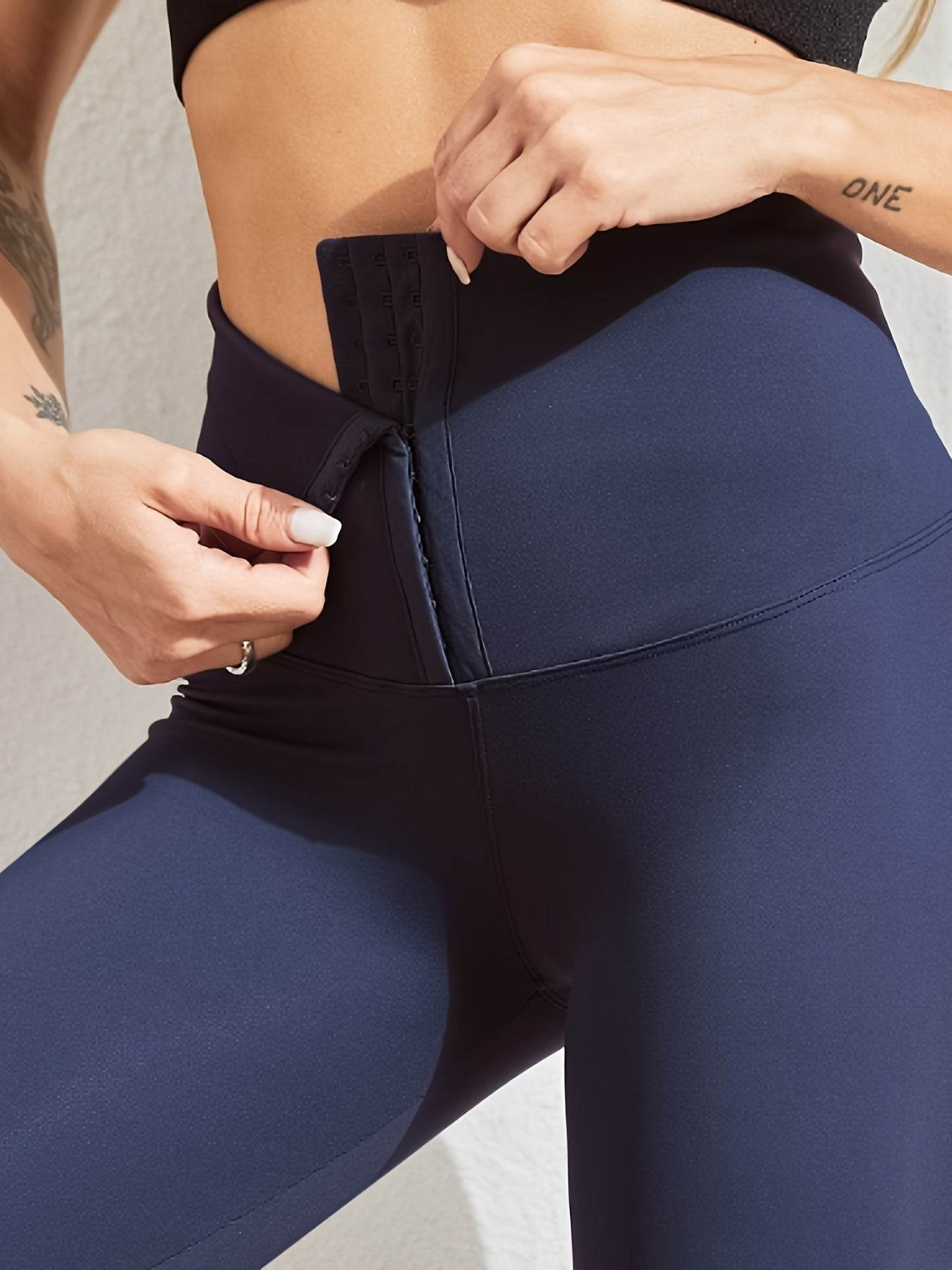 Women’s High-Waist Tummy Control Leggings - Olive Green, Thickened, Stretchy, Button Closure for Butt Lifting & Belly Smoothing, Long Length Skinny Jeans - BON's