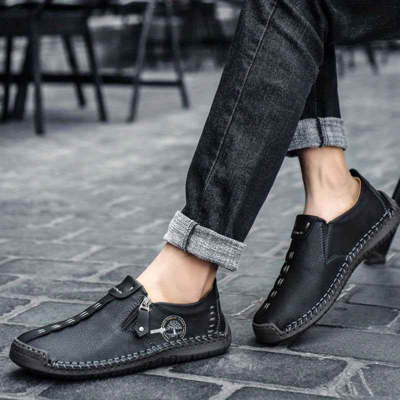 Men's Vintage Loafers: Durable, handmade synthetic shoes, brown/black. - BON's