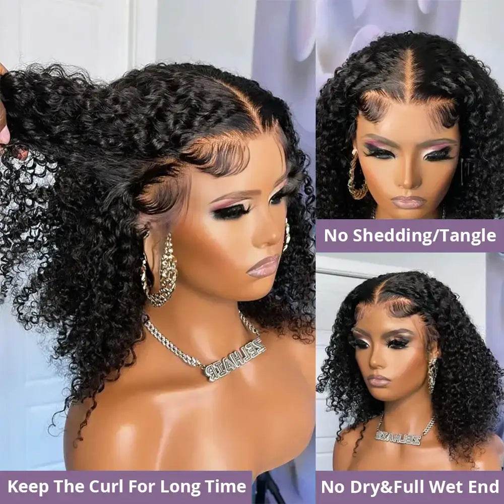 Pre Cut No Glue Bob Wigs - Curly 7x5 Glueless Lace Frontal Human Hair 13x4 Ready To Go Wigs for Women Pre Plucked - BON's