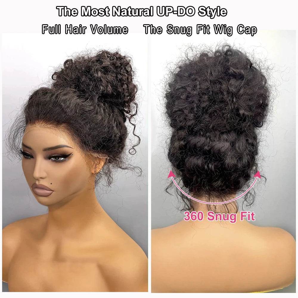 250 Density Deep Curly Wave Wig 30 Inch HD Lace Frontal 360 Full Lace Human Hair Wig - BON's