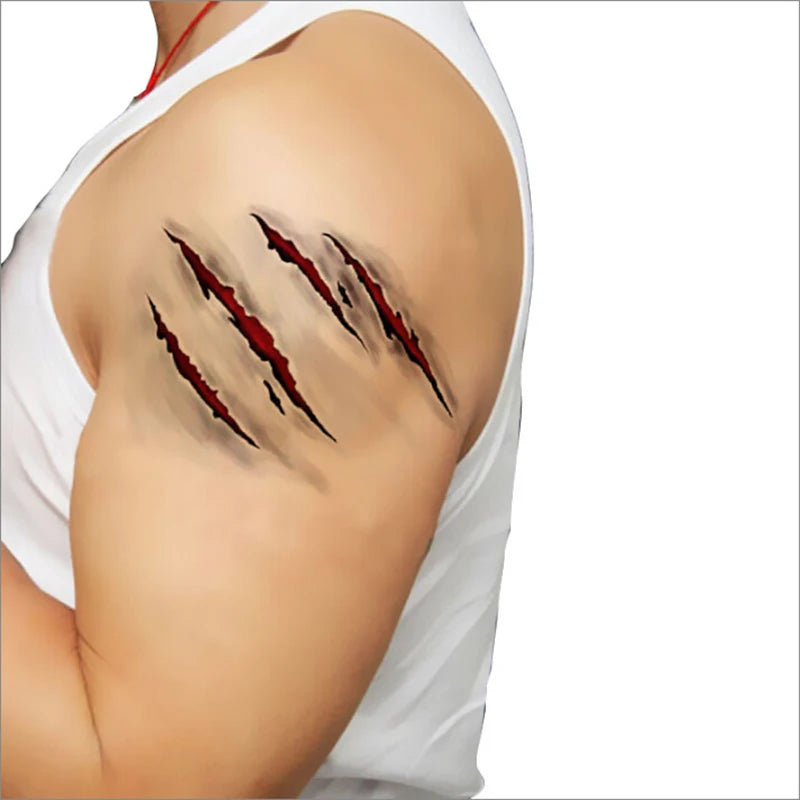 Halloween Zombie Scars Tattoos stickers With Fake Scab Blood Special Fx Costume Makeup Halloween Decoration