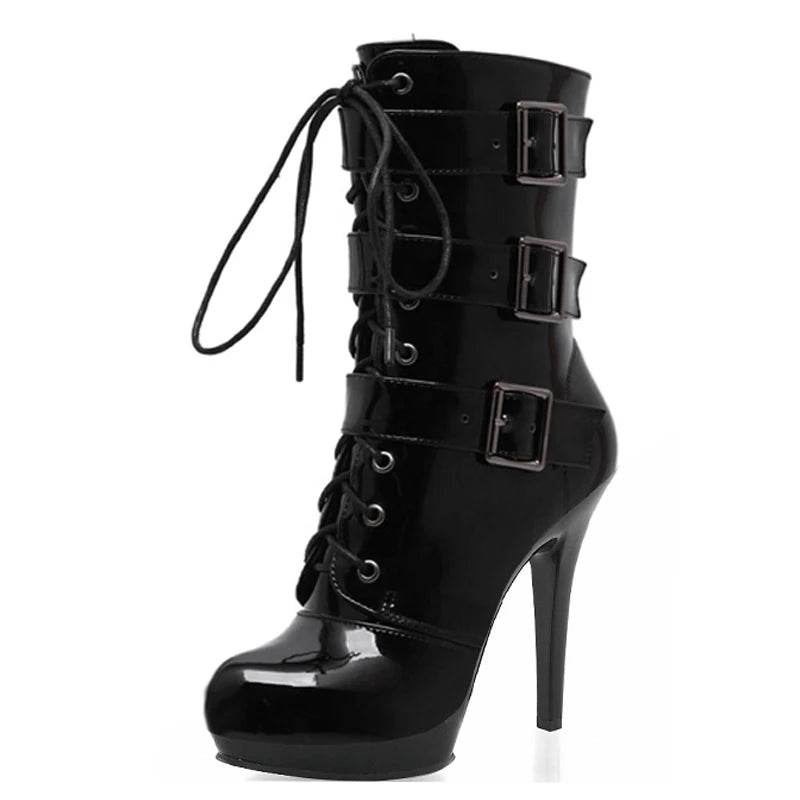 New 13 cm Thin Heel Black European and American Versatile Thin Heel Fetish Shoes for Exotic Pole Dance - BON's