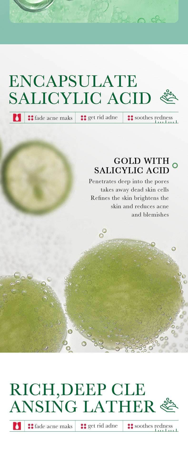 BIOAQUA Salicylic Acid Facial Cleanser Acne Treatment Moisturizing Oil Control skincare Face Wash Foam Face Cleanser Skin Care - BON's
