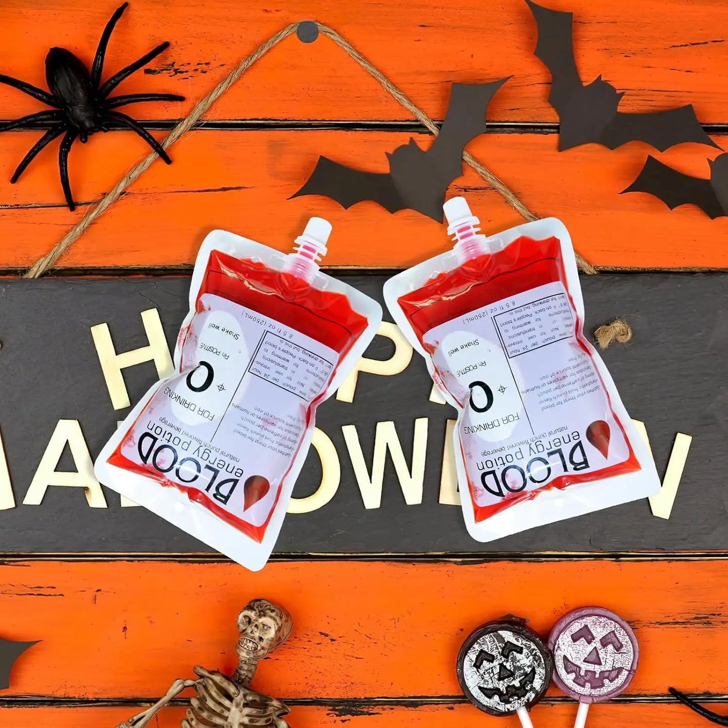 1Pcs Halloween Cosplay Drink Container Vampire Blood Pouch Props Zombie Beverage Drinks Bags Food Class PVC Water Bottle Decors