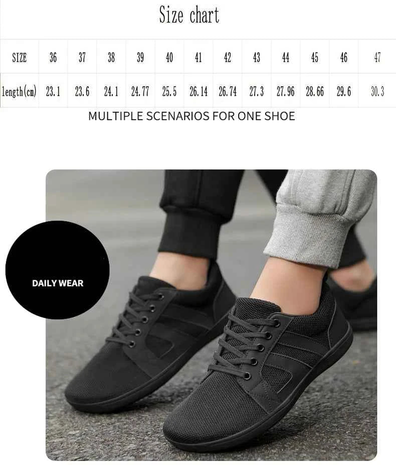 Wide-Toe Barefoot Sneakers – Breathable, Non-Slip Sports Shoes for Walking, Jogging & Everyday Style