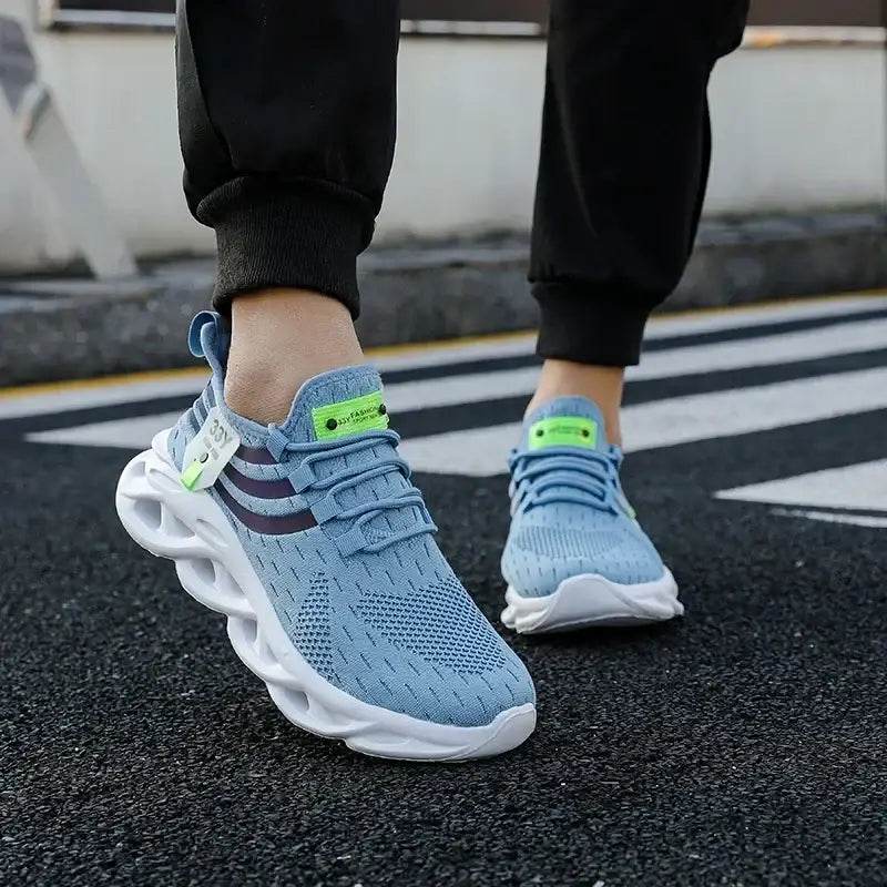 Thick Soled Sports Shoes Knitted Round Toe Shoes 3CM Block Heel Retro Style | Fashion Shoes for Men's Hiking and Walking - BON's