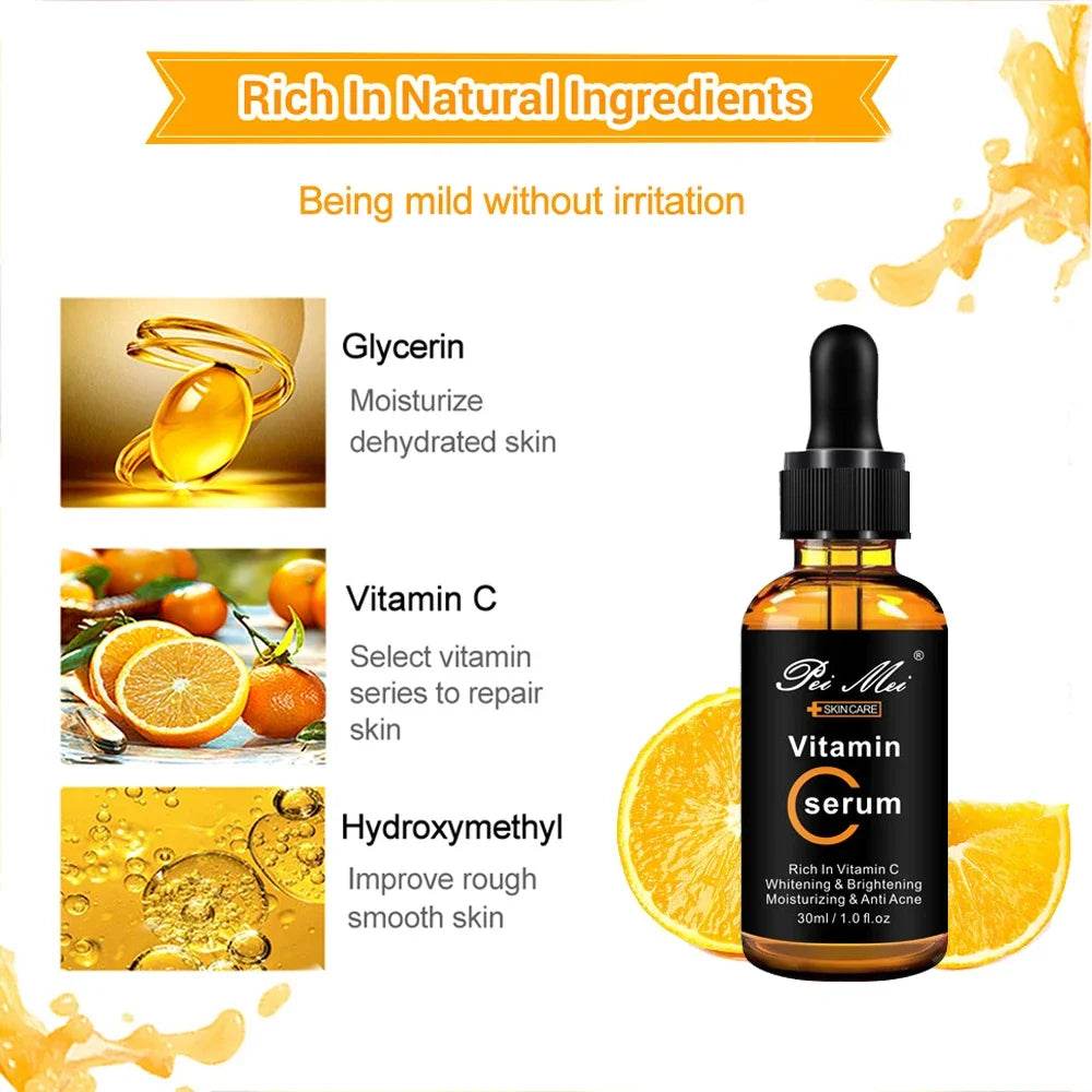 Skincare Products Vitamin C Facial Serum Brighten Skin Lighten Spots Hyaluronic Acid Face Essence Skin Care Products 30ml - BON's
