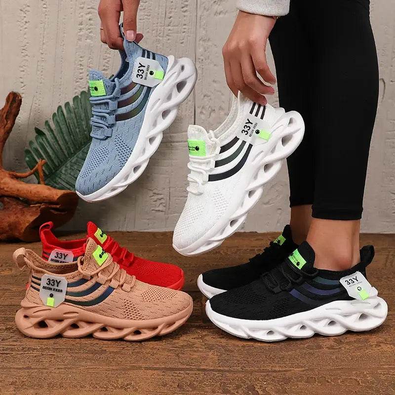 Thick Soled Sports Shoes Knitted Round Toe Shoes 3CM Block Heel Retro Style | Fashion Shoes for Men's Hiking and Walking - BON's