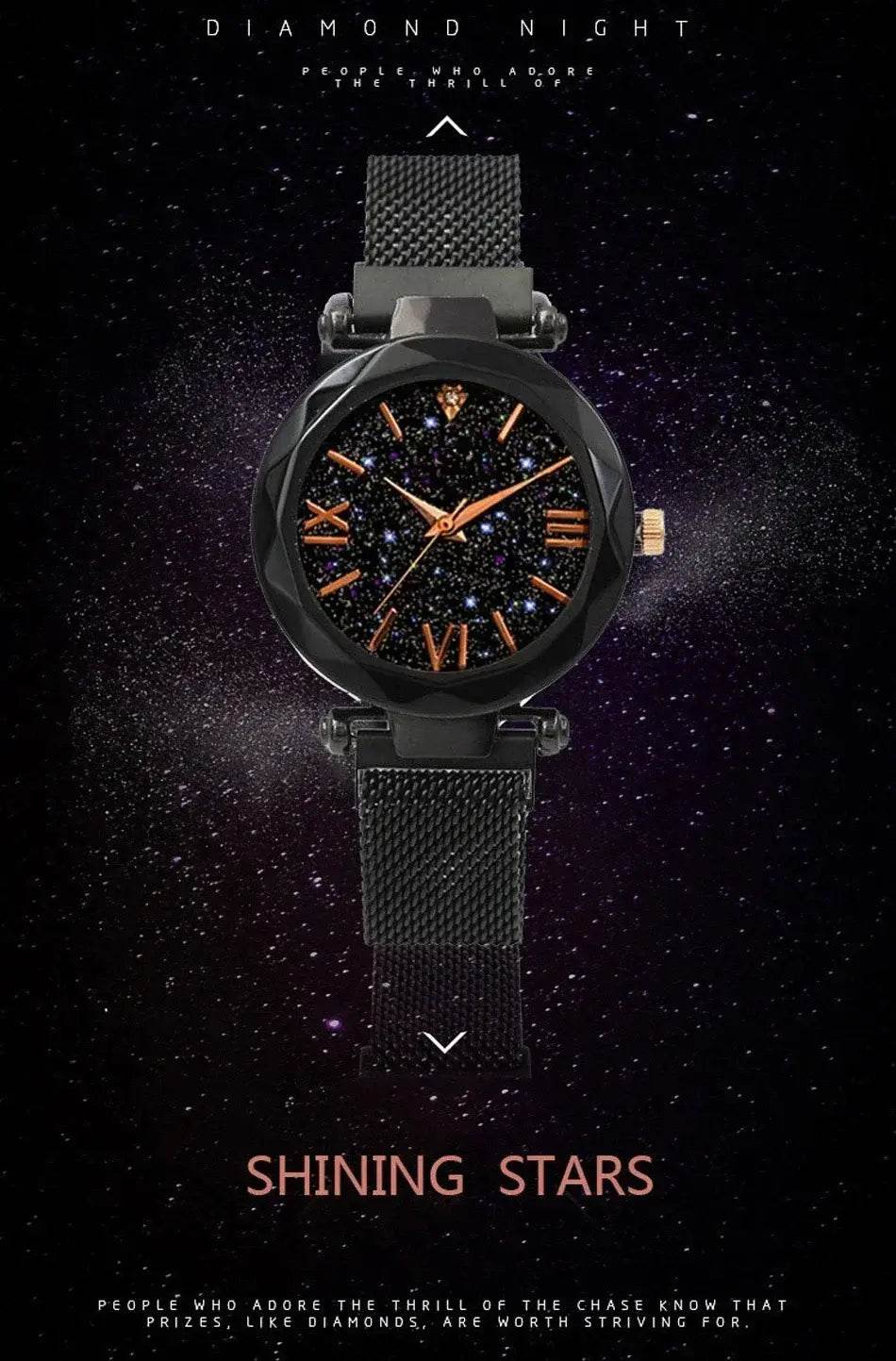 Luxury Women's Starry Sky Watch with Magnetic Mesh Belt Band - Fashion Dress Wristwatch for Women - BON's