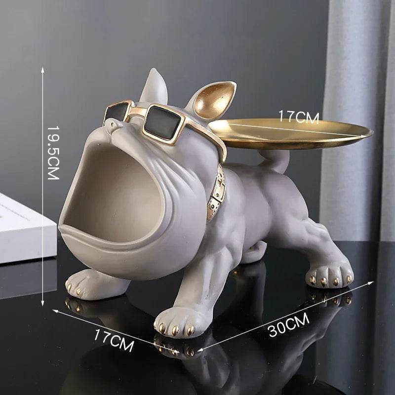 30cm Bulldog Figurine Storage Box - Resin Art Sculpture and Decorative Storage Solution - BON's