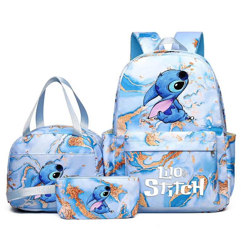 3Pcs Lilo Stitch Schoolbag Set for Kids - Student Backpack, Travel Bag & Pen Case - BON's