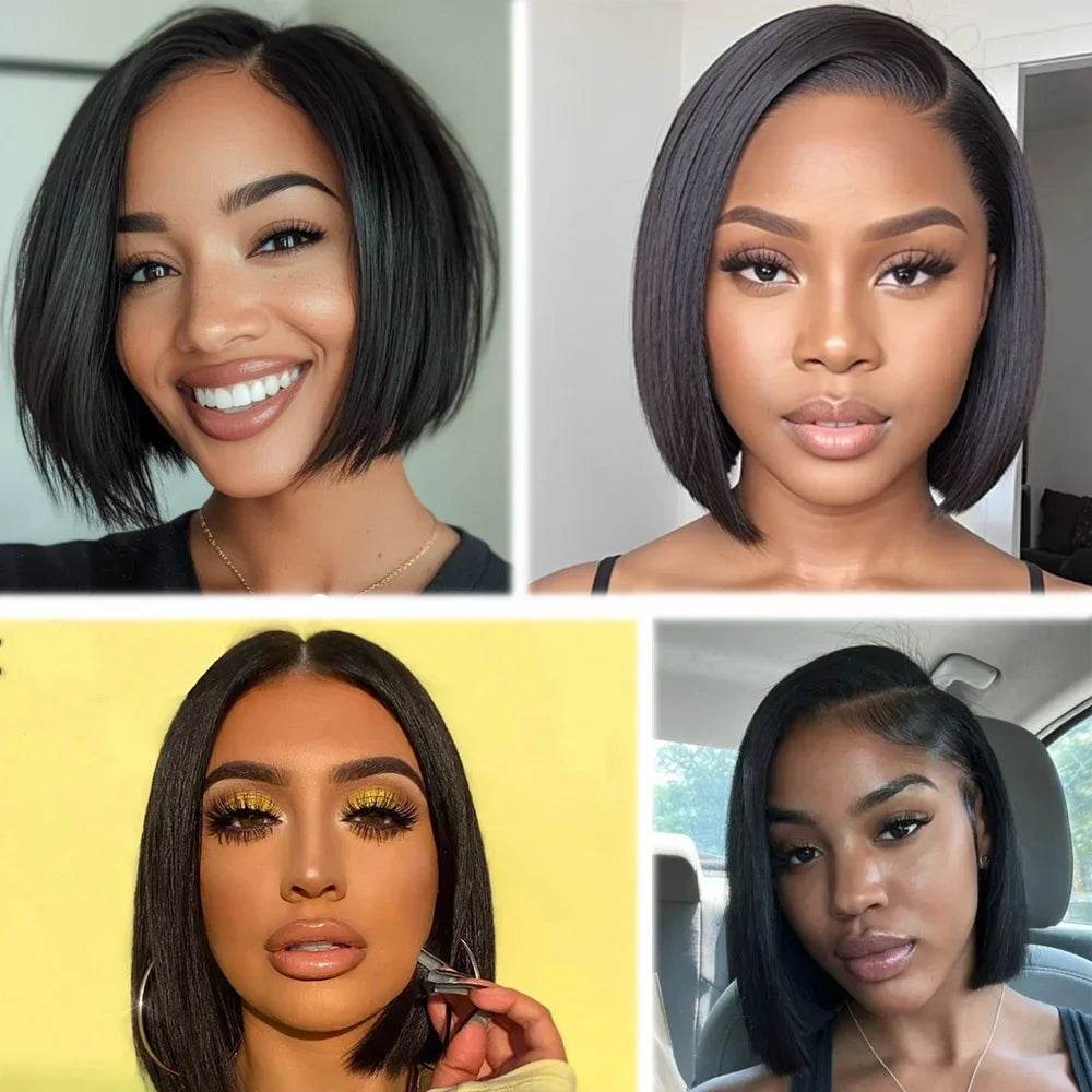 Straight Bob Wigs Human Hair 13x4 HD Lace Frontal Glueless Bob Wigs 4x4 Lace Closure for Women 180% - BON's