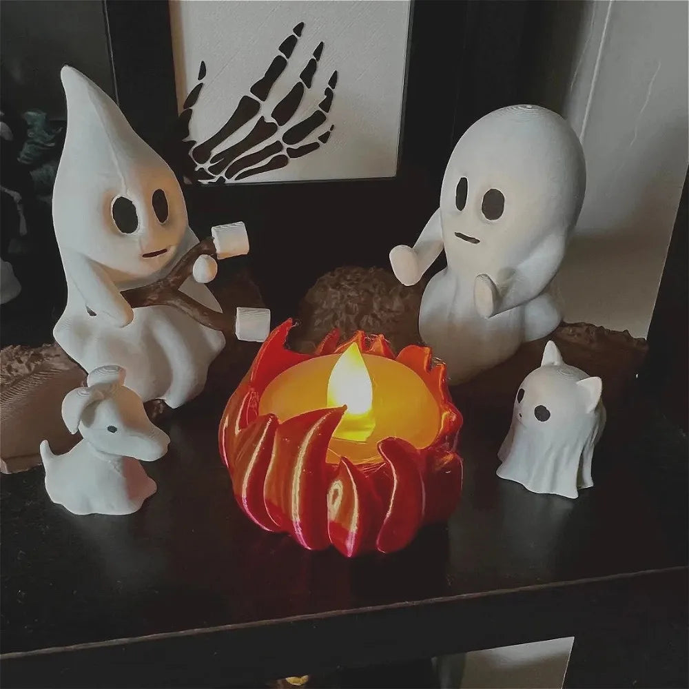 Halloween Ghost Campfire Decoration Set – Spooky Outdoor Party & Haunted House Props for Scary Backyard Scenes
