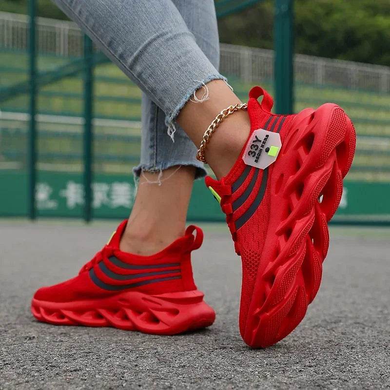 Thick Soled Sports Shoes Knitted Round Toe Shoes 3CM Block Heel Retro Style | Fashion Shoes for Men's Hiking and Walking - BON's