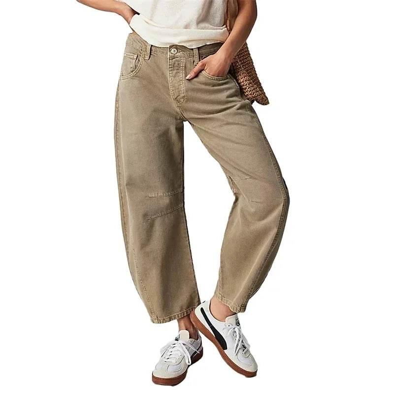 High Stretch Wide Leg Jeans for Women - Casual Mid-Rise Baggy Denim - BON's