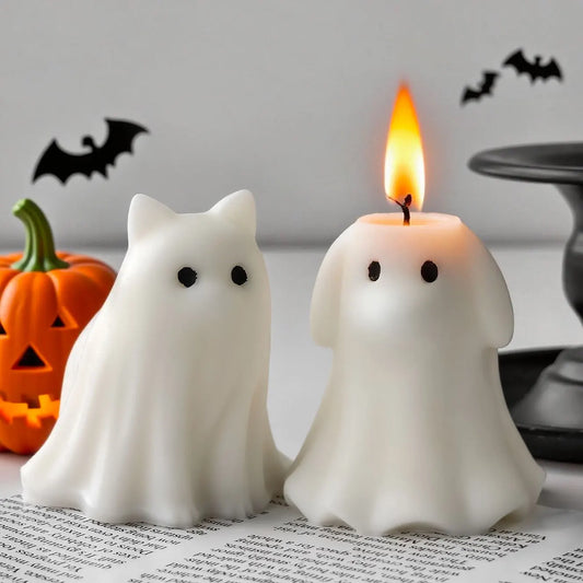 Halloween Ghost Candle Silicone Mold – DIY Pumpkin, Cat & Dog Wax Resin Mould for Spooky Party Decorations