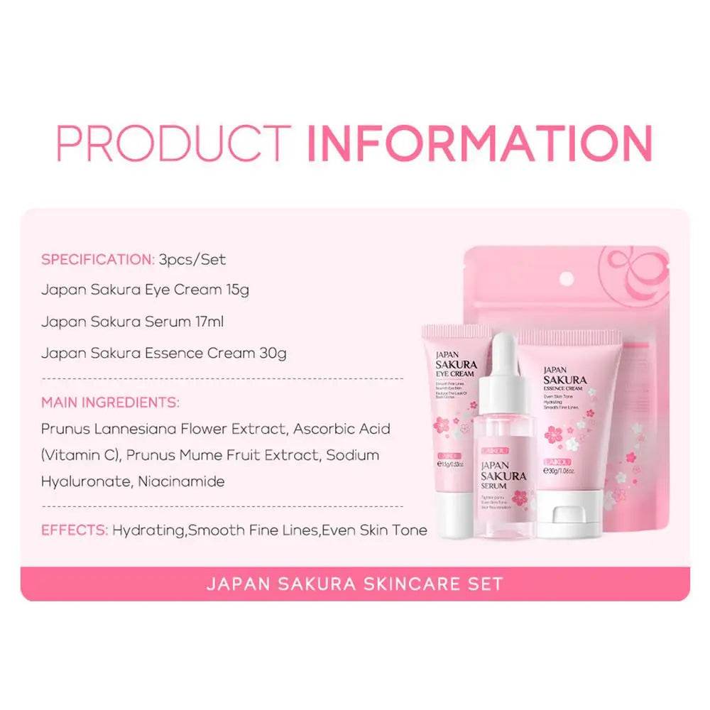 Face Skin Care Set Cleanser Sakura Essence Cream Moisturizing Whitening & Anti-Aging Toner Eye Cream Face Serum Eye Skin Care - BON's