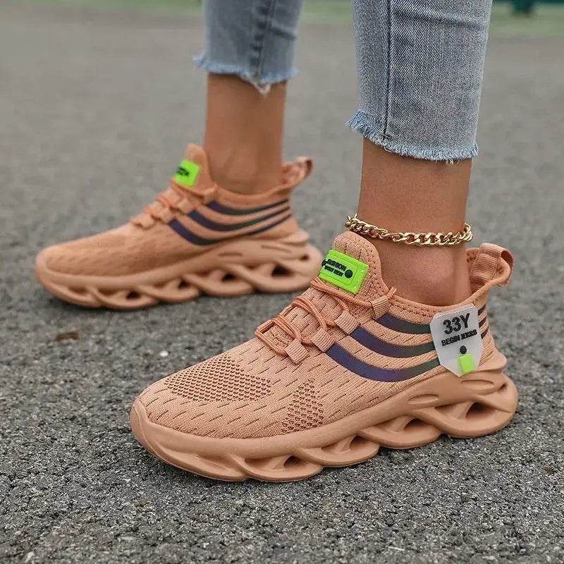 Thick Soled Sports Shoes Knitted Round Toe Shoes 3CM Block Heel Retro Style | Fashion Shoes for Men's Hiking and Walking - BON's